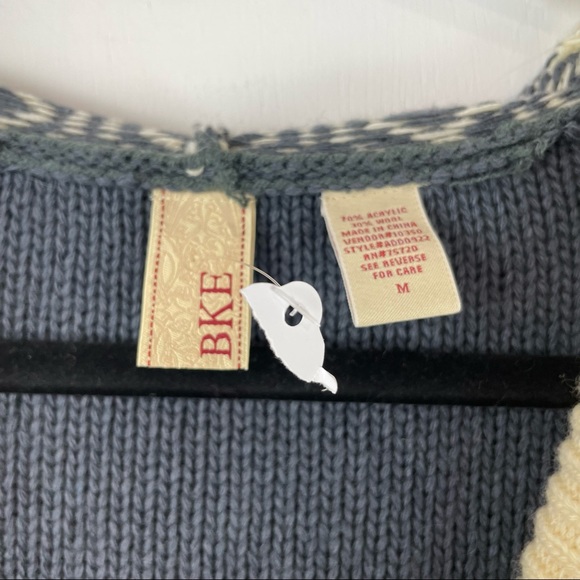 BKE Womens Shawl Knit Hooded Sweater Sz Medium Aztec Ribbed Boho Western - Picture 10 of 12